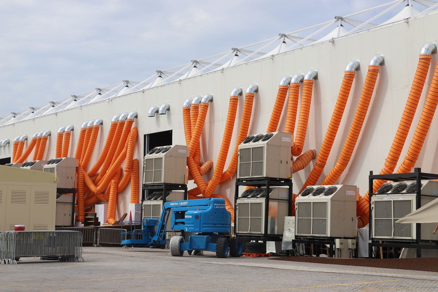 Cooling equipment on a commercial rooftop
